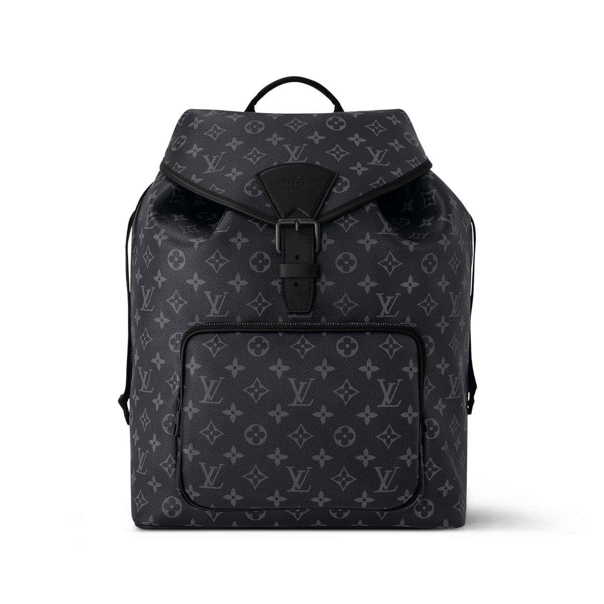 Louis Vuitton Men's Black Throughout Old Flower Full Print Drawstring Magnetic Closure Coated Canvas with Leather Shoulder Backpack Bag Bags #72733