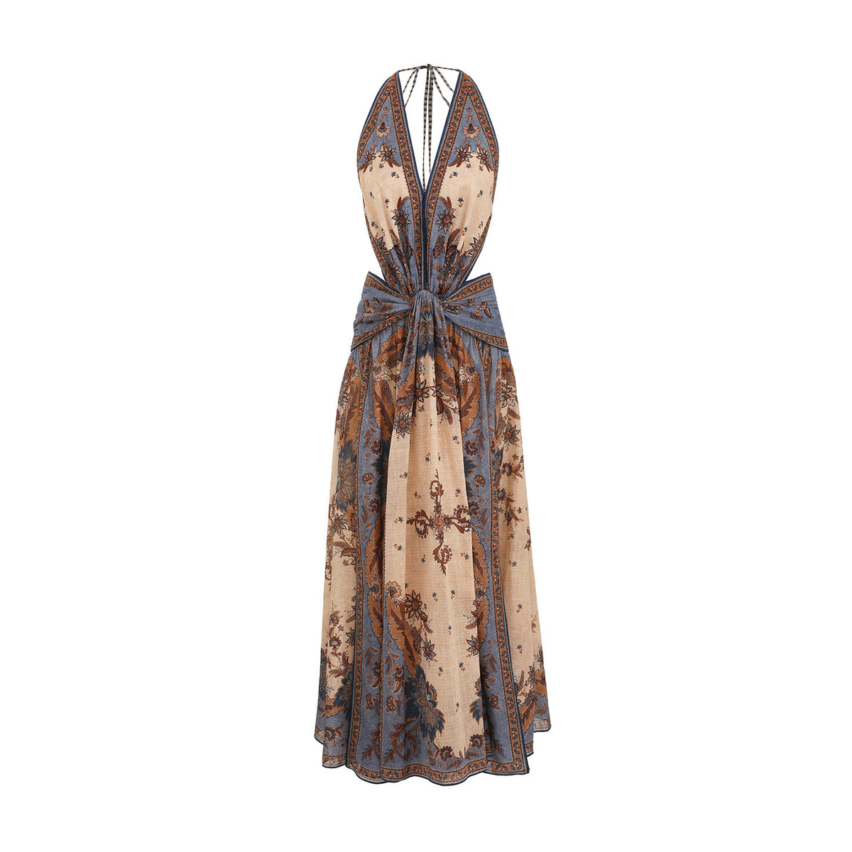 Zimmermann Women's Floral Print Deep V-neck Cotton Spaghetti Strap Dress #77264