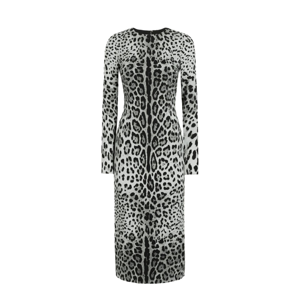 Dolce&Gabbana Women's Spring Summer Leopard Printed Tight Long Dress Long Sleeve Round Neck Fashion Temperament Elegant Dresses Ngvp #9863