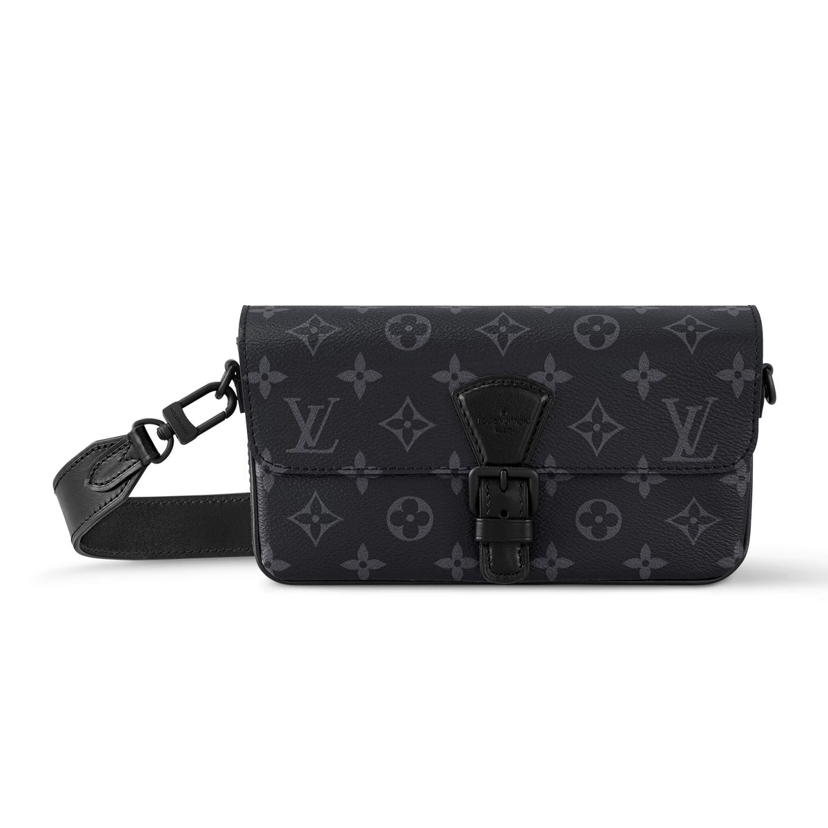 Louis Vuitton MONTSOURIS Men's Black Removable Adjustable Shoulder Strap Magnetic Closure Coated Canvas Leather Shoulder Crossbody Clutch Bag Bags #72937