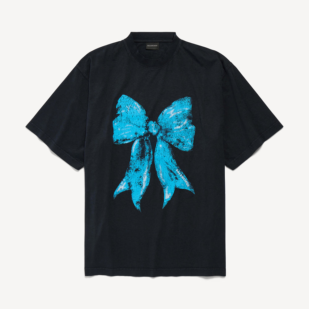 Balenciaga Women's Bow Oversized T-shirt in Faded Black #335552