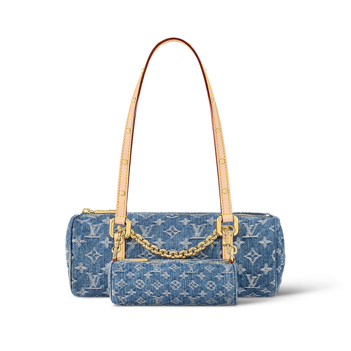 Louis Vuitton Women's Blue Monogrammed Zip Closure Denim Tote Shoulder Papillon Handbag Bag Bags #97827