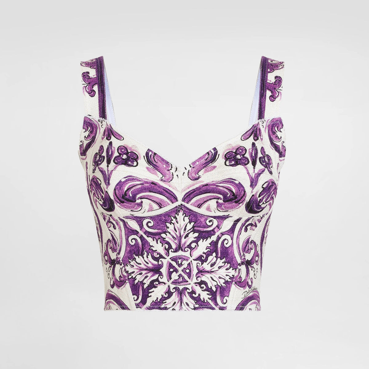 Dolce&Gabbana Women's Summer Majolica Print V-Neck Bustier Camisole Sleeveless Tank Top Vest Ngvp #2319