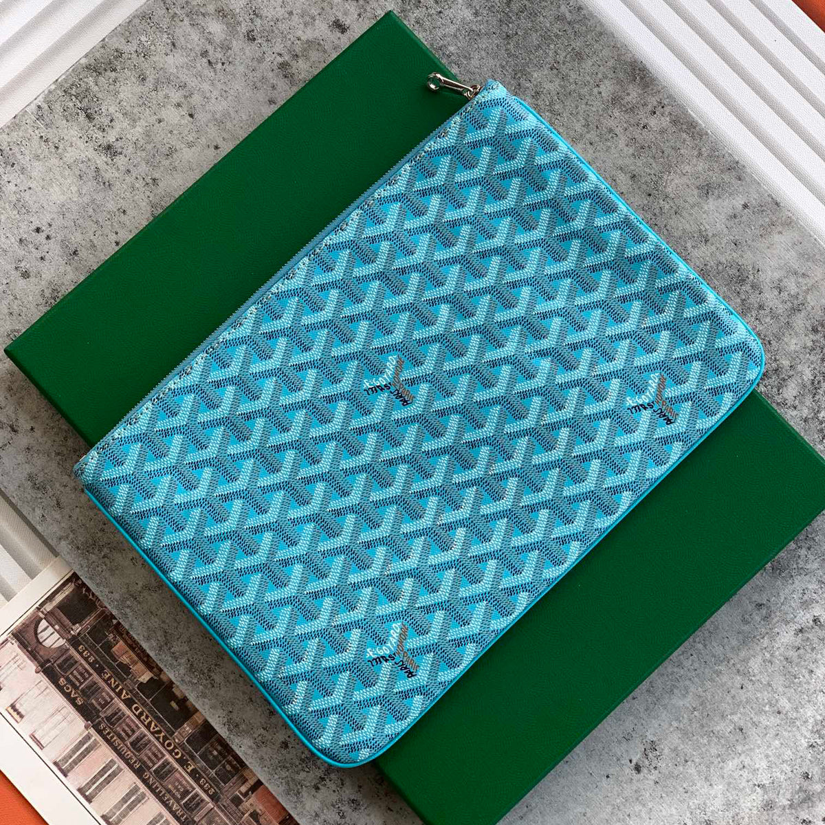 Goyard Men's Women's Y-shaped Old Flower Full Printing Zipper Opening Handbag Canvas Cowhide Storage Bag S¨¦nat MM Bag #71594