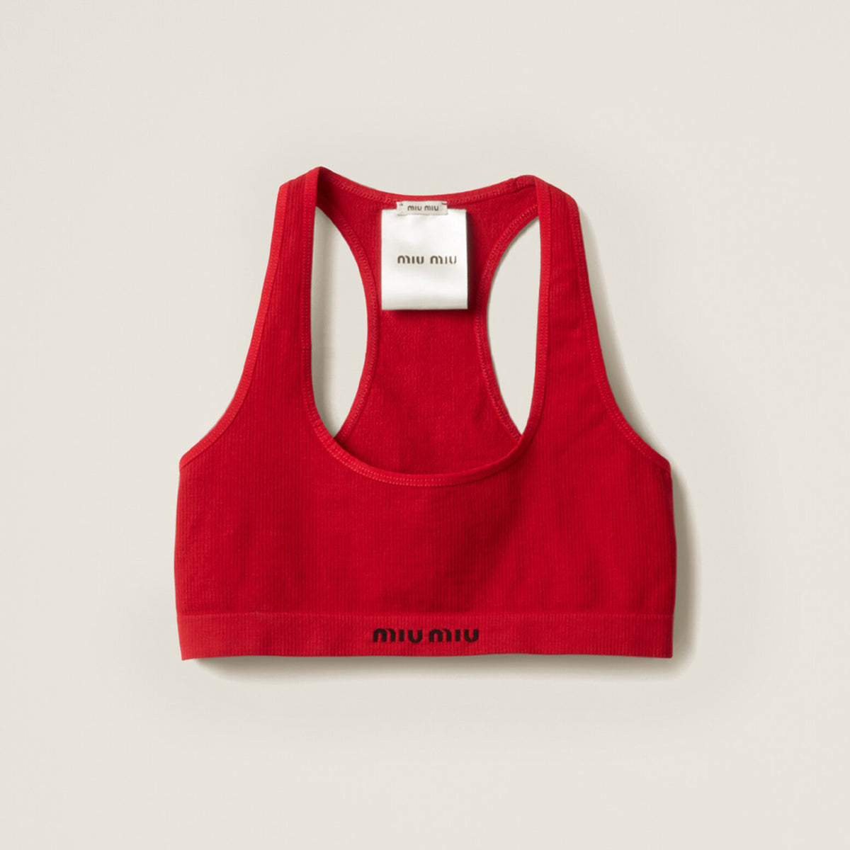 MiuMiu Women's Summer Seamless Racerback Top Elastic Jacquard Short Solid Color Cotton Sleeveless Vest #81272