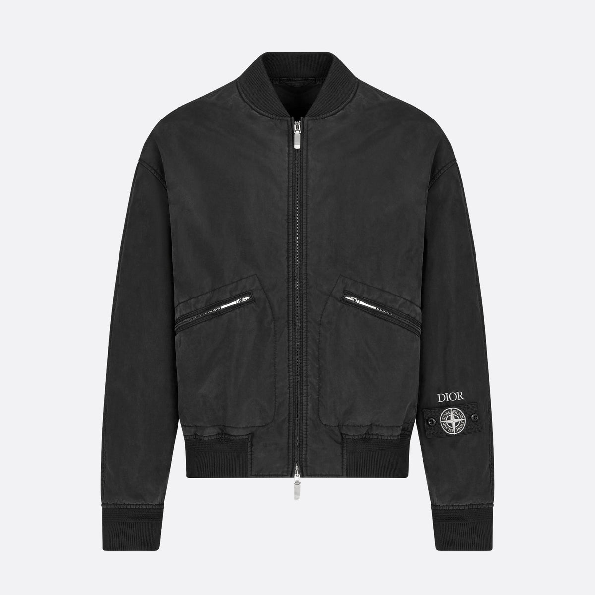 Dior X Stone Island Men's Spring Autumn Solid Color Letter Logo Pilot Zipper Long Sleeve Jacket Bomber Jacket #74685