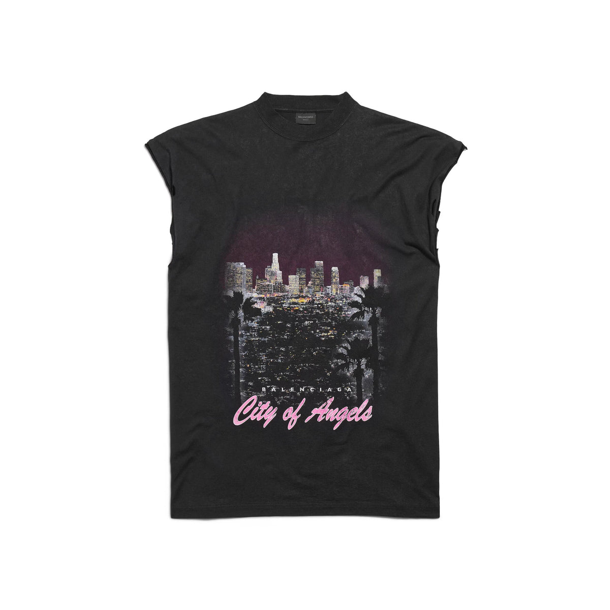 Balenciaga Men's City Printed Sleeveless T-Shirt Spring Summer Fashion Trend High Street Round Neck Straight Top Ngvp #1735