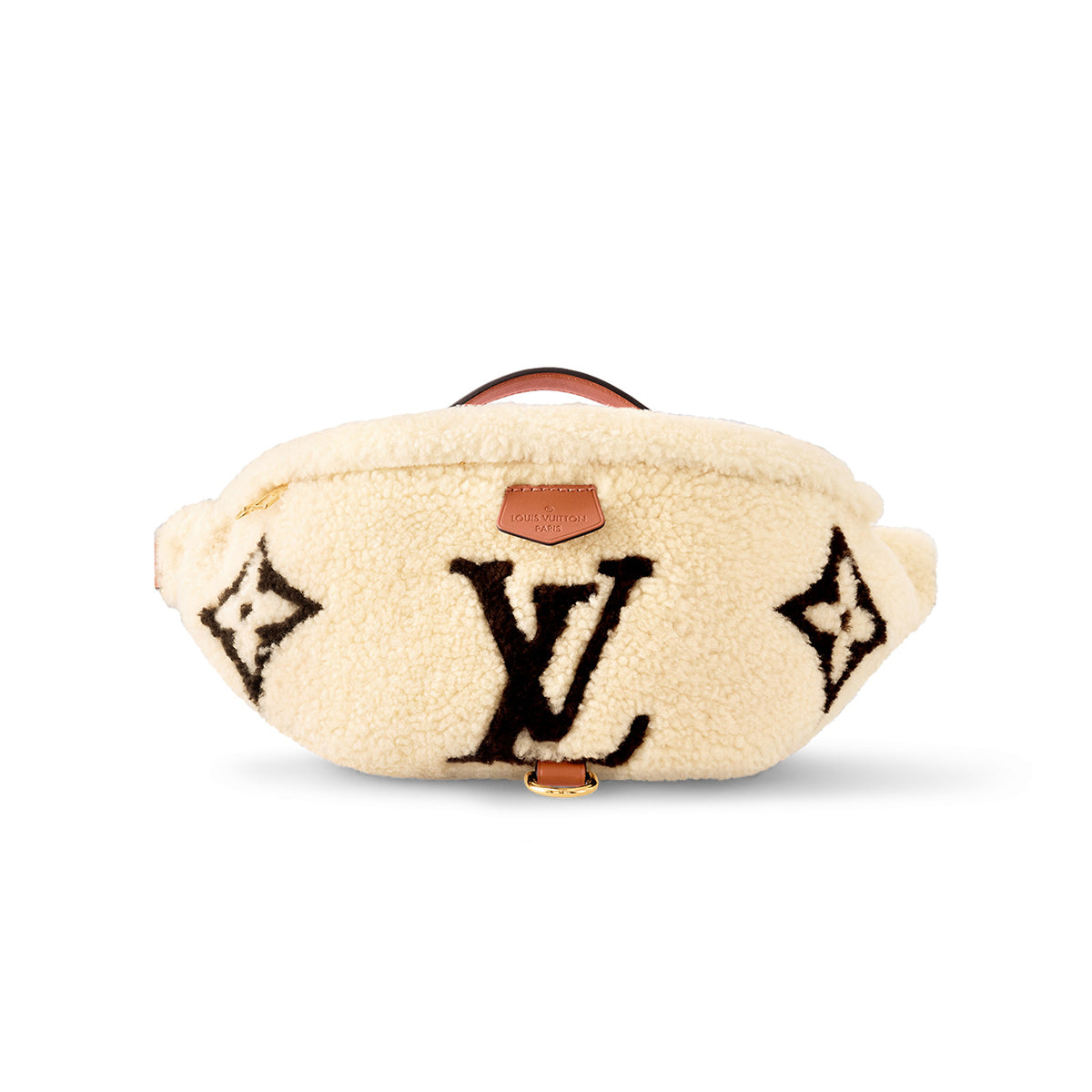 Louis Vuitton Women's Beige Monogrammed Logo Adjustable Shoulder Strap Wool Leather Waist Bag #97338