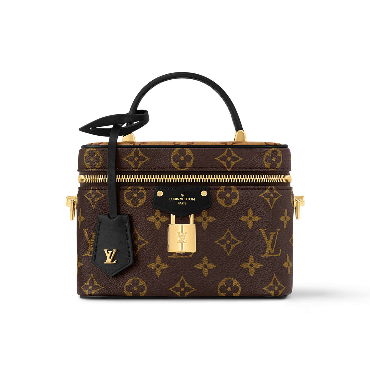 Louis Vuitton VANITY Women's Brown Old Flower Full Print Zipper Closure Leather Tote Cosmetic Bag Bags #73331