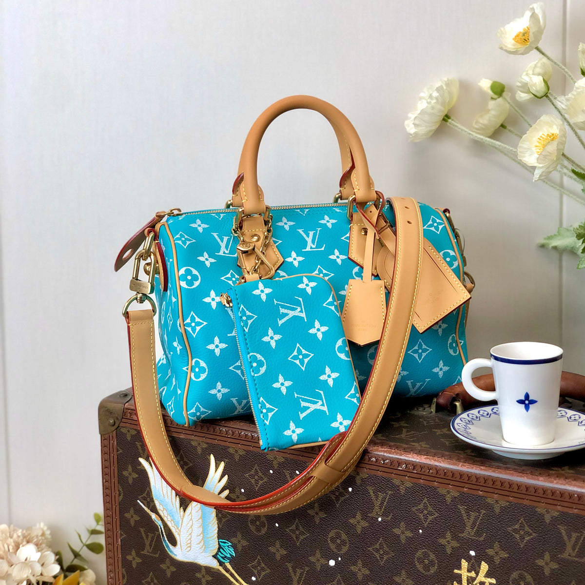 Copy  Louis Vuitton Women's Fashion Classic Lake Blue Logo Zipper Closure Leather Shoulder Bag Handbags In Small Medium And Large Sizes Crossbody Bag Bags #78664