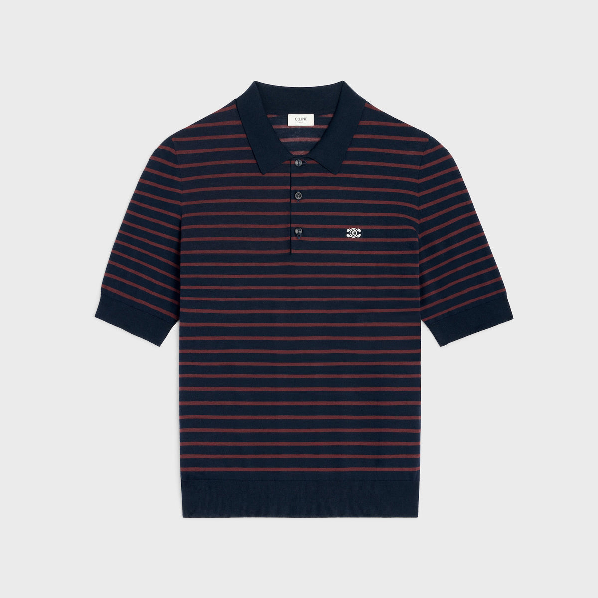 Celine Men's Summer Striped Color-block Short-sleeve Polo Shirt Knitted Fashion Casual T-shirt #78114