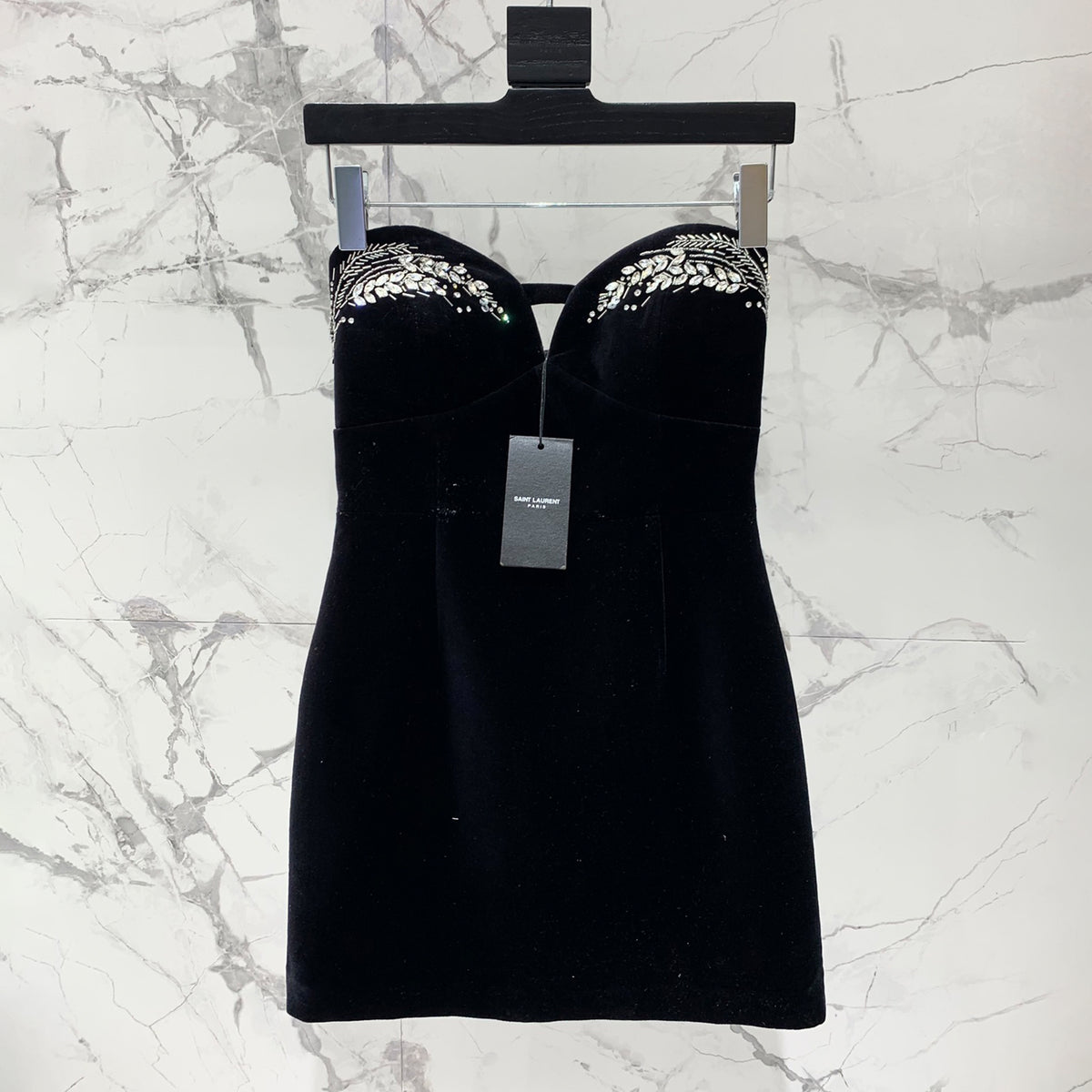 Saint Laurent Women's Spring And Summer Luxury Diamond Strapless Mini Dress Fashionable Temperament Custom Dresses #81427