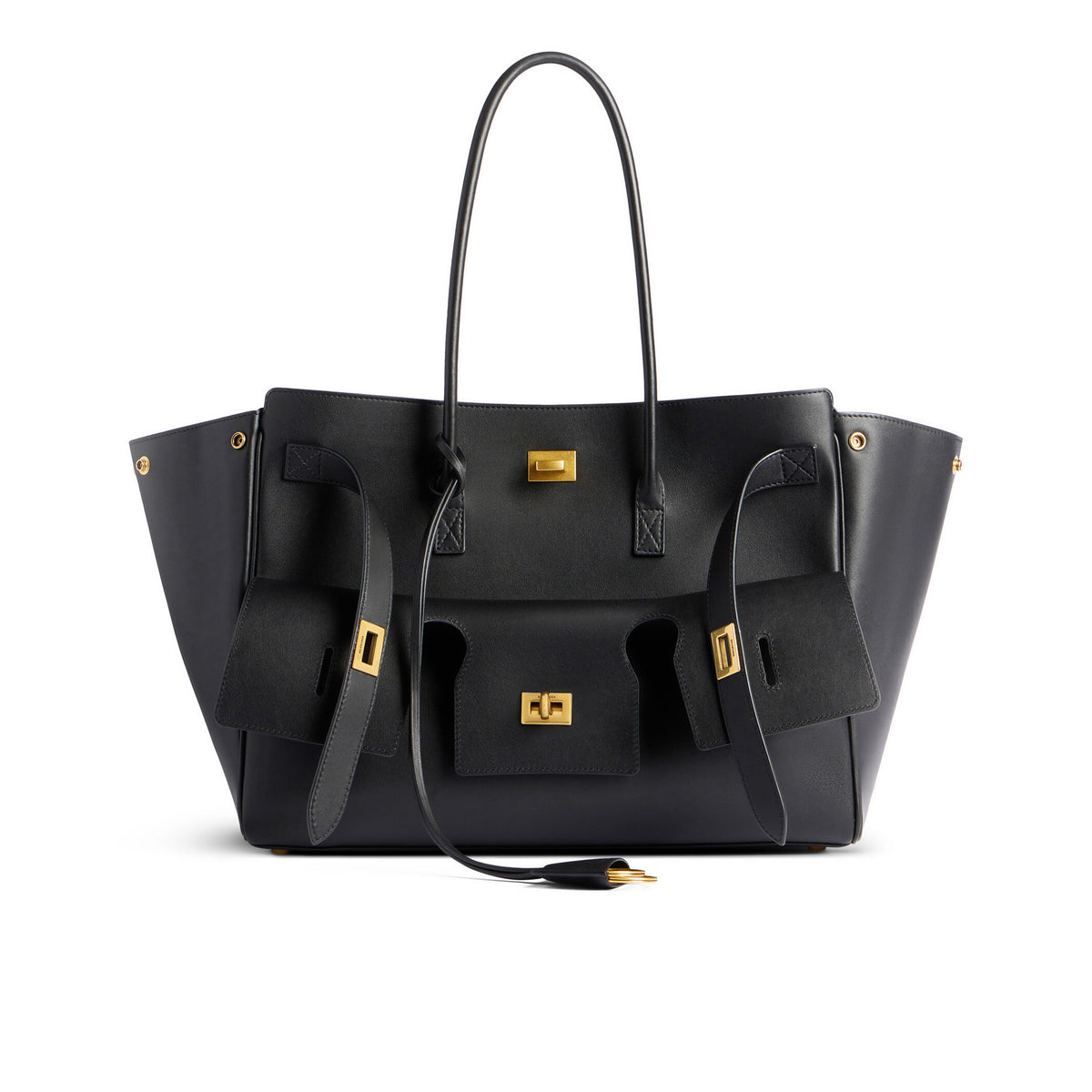 Balenciaga Bel Air Medium Handbag Fashion Trend Temperament Cowhide Black Metal Buckle Bags 8054812ABAW9723 Ngvp #8919