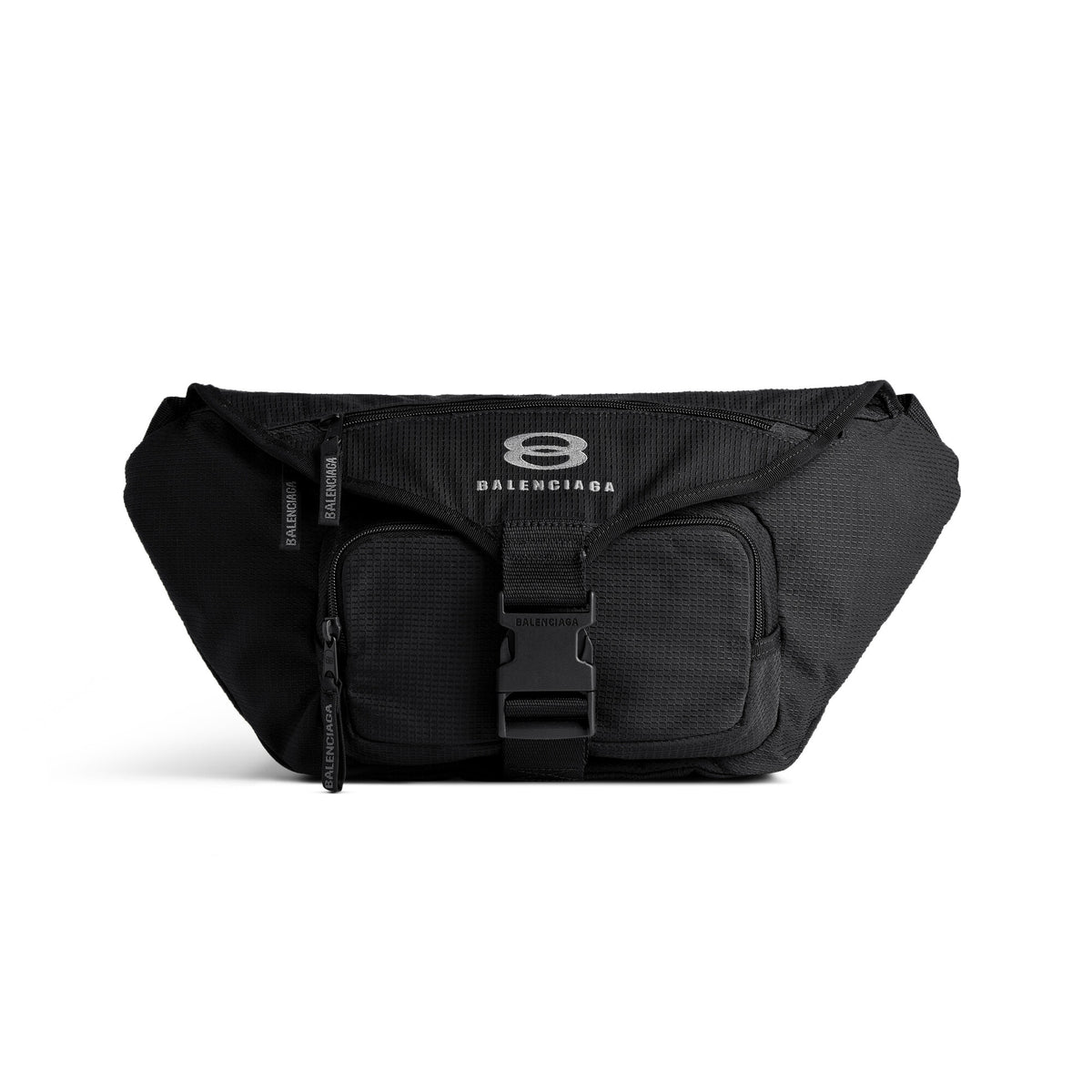 Balenciaga Men's Black Adjustable Belt Buckle Closure Nylon Large Waist Pack Bag Bags #73561
