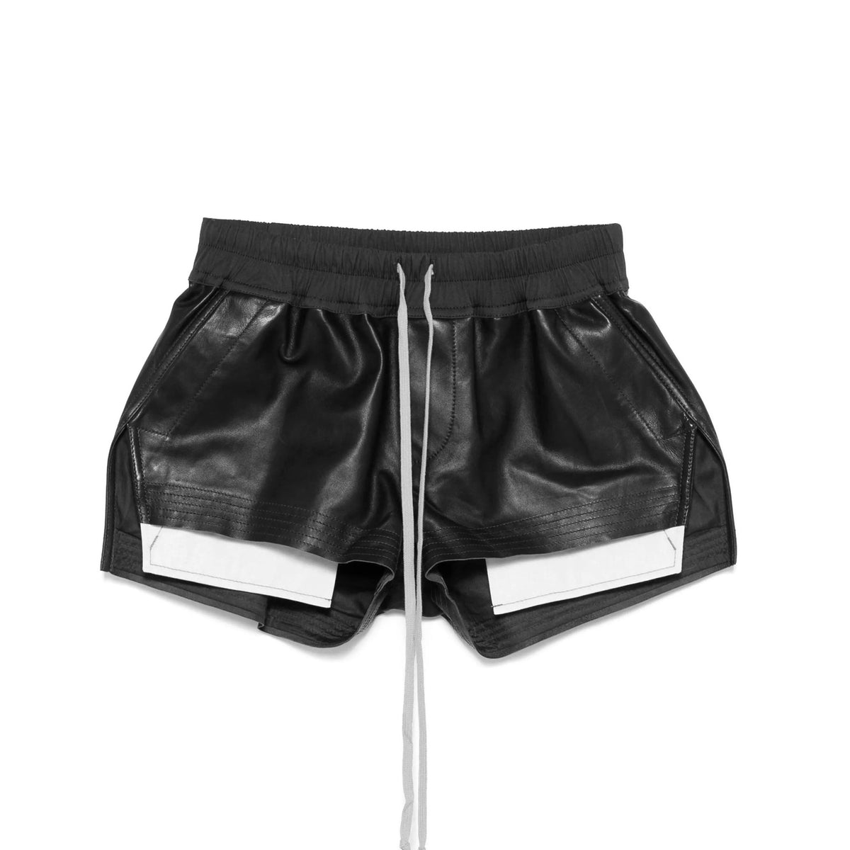 Rick Owens Women's Summer Solid Colour Drawstring Leather Trendy Casual Shorts #77918