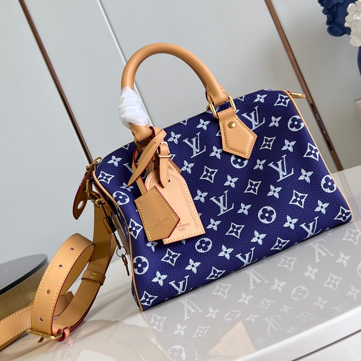 Louis Vuitton Men's Speedy Bandouli¨¨re 25 Classic Old Flower Adjustable Removable Strap Leather Shoulder Crossbody Handbag Bag Bags #72384