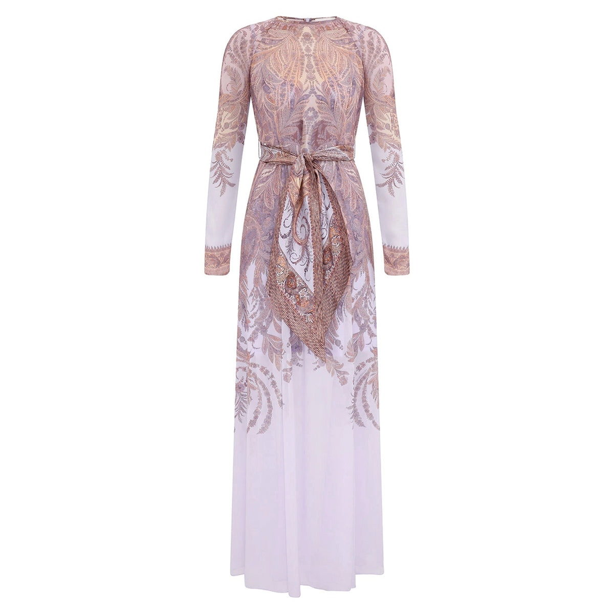 Zimmermann Women's Hypnotic Sheath Summer Round Neck Floral Print Zipper Long Sleeved Mid Waist Dresses #81569