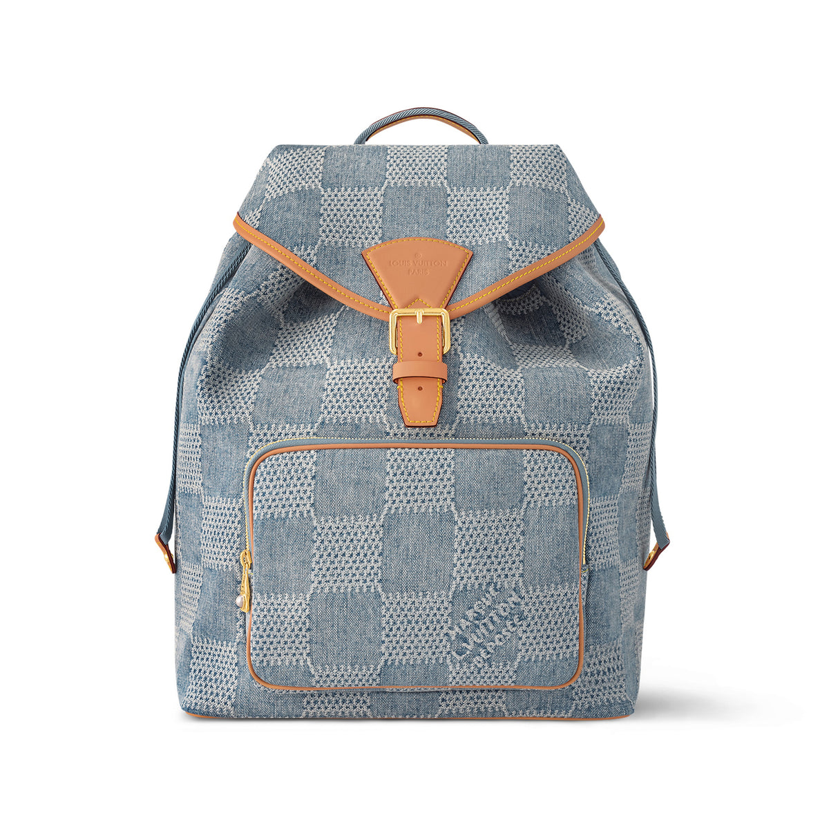 Louis Vuitton Men's Blue Tessellated Printed Canvas Quilted Leather Backpack Shoulder Bag Bags #72171