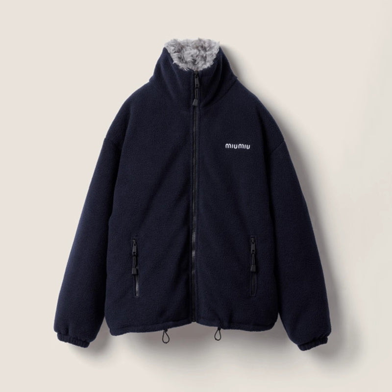 MiuMiu Women's Embroidered Logo Stand Collar Solid Color Zipper Long Sleeve Puffer Down Jacket For Fall/Winter #81558