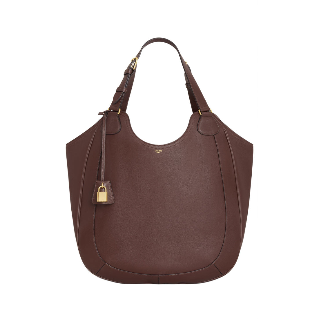 Celine Women's Gold Finish Adjustable Handle Calfskin Leather Solid Color Tote Bag Bags #74681