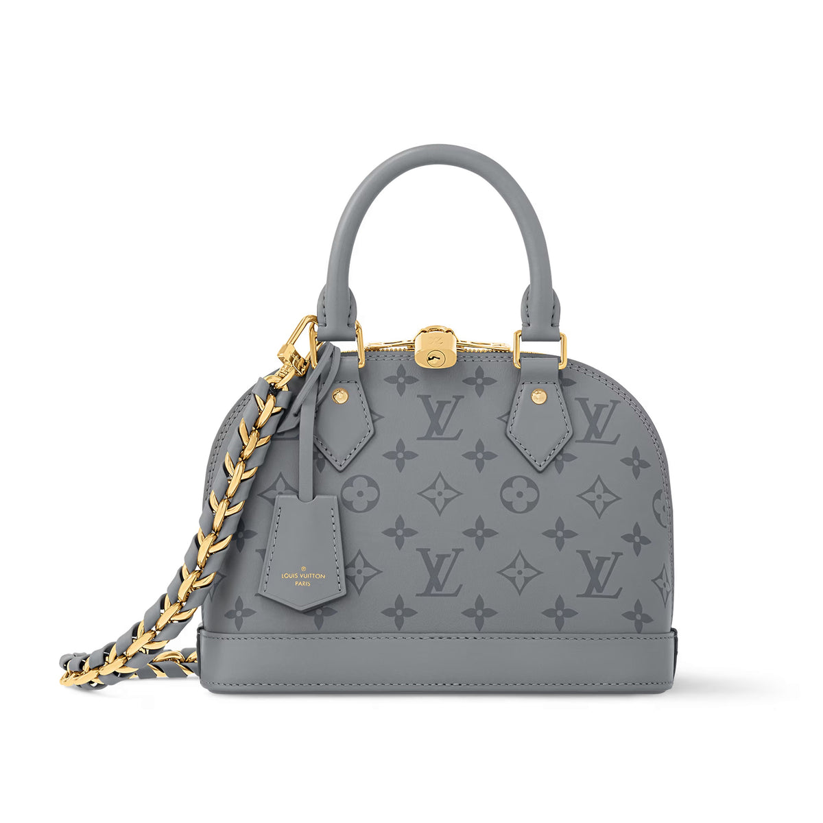 Louis Vuitton Alma BB Women's Gray Letter Printed Zipper Closure Removable Shoulder Strap Calfskin Shoulder Crossbody Handbag Bag Bags #73544