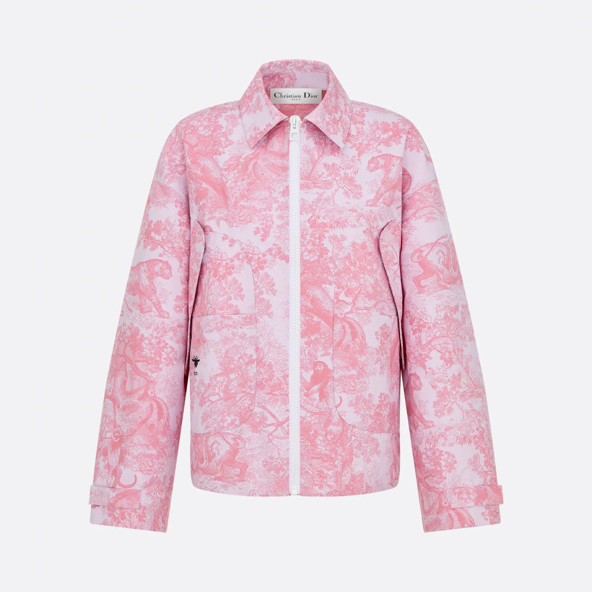 Dior Women's Spring/Autumn Pink Animal Print Zipper Long Sleeve Loose Jacket #77547
