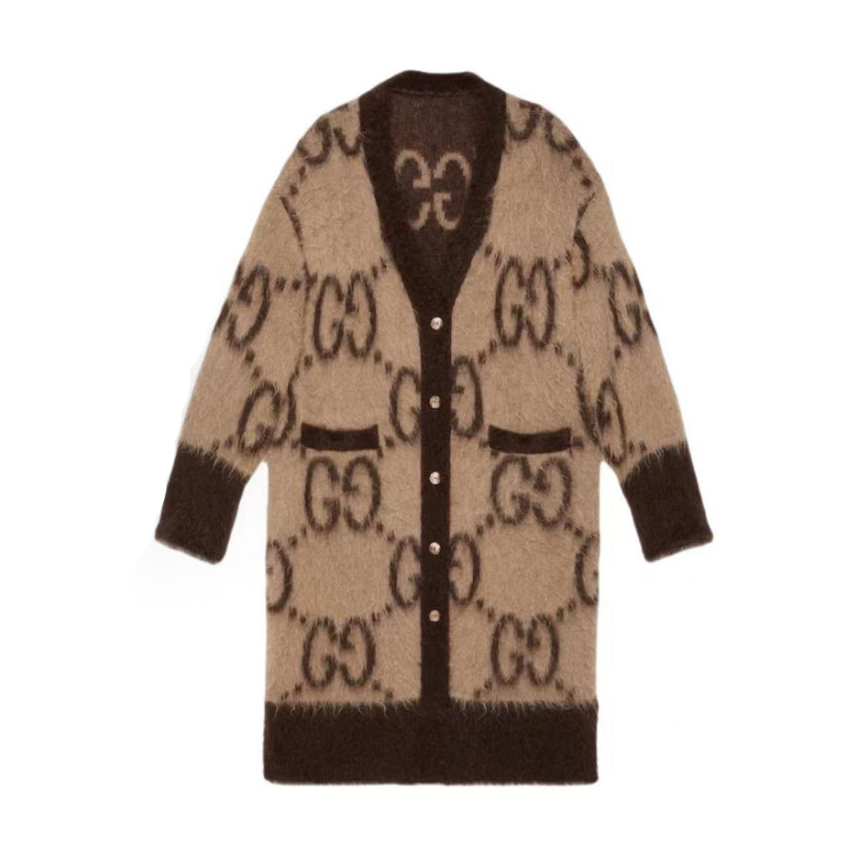 Gucci Women's Fall And Winter Curry Double-sided Single-breasted Gg Knitted Cardigan Luxury Fashion Exquisite Trend Casual Jacket #81623