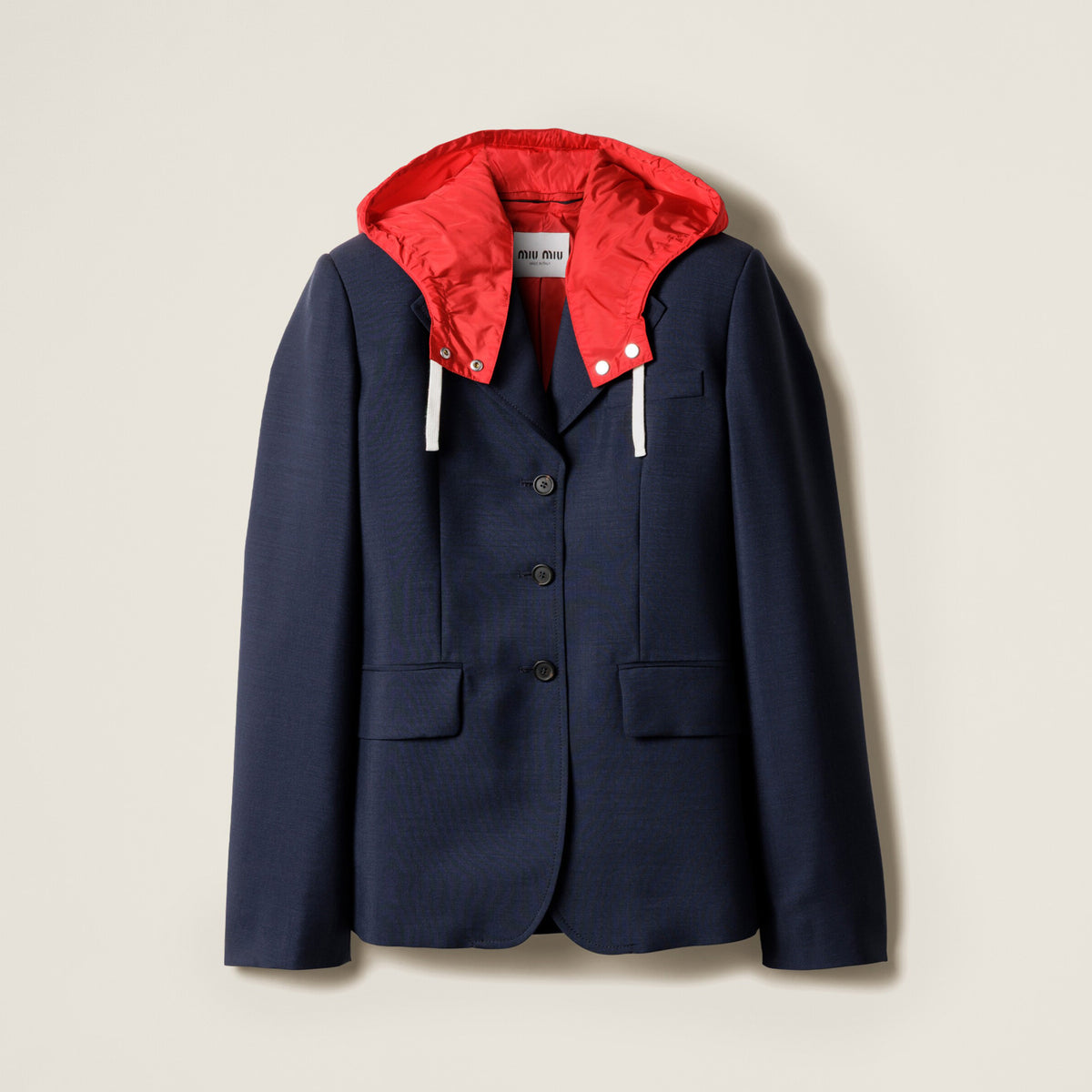 MiuMiu Women's Classic Spring/Autumn Fashion Single-breasted Wool Hooded Blazer Jacket #78214