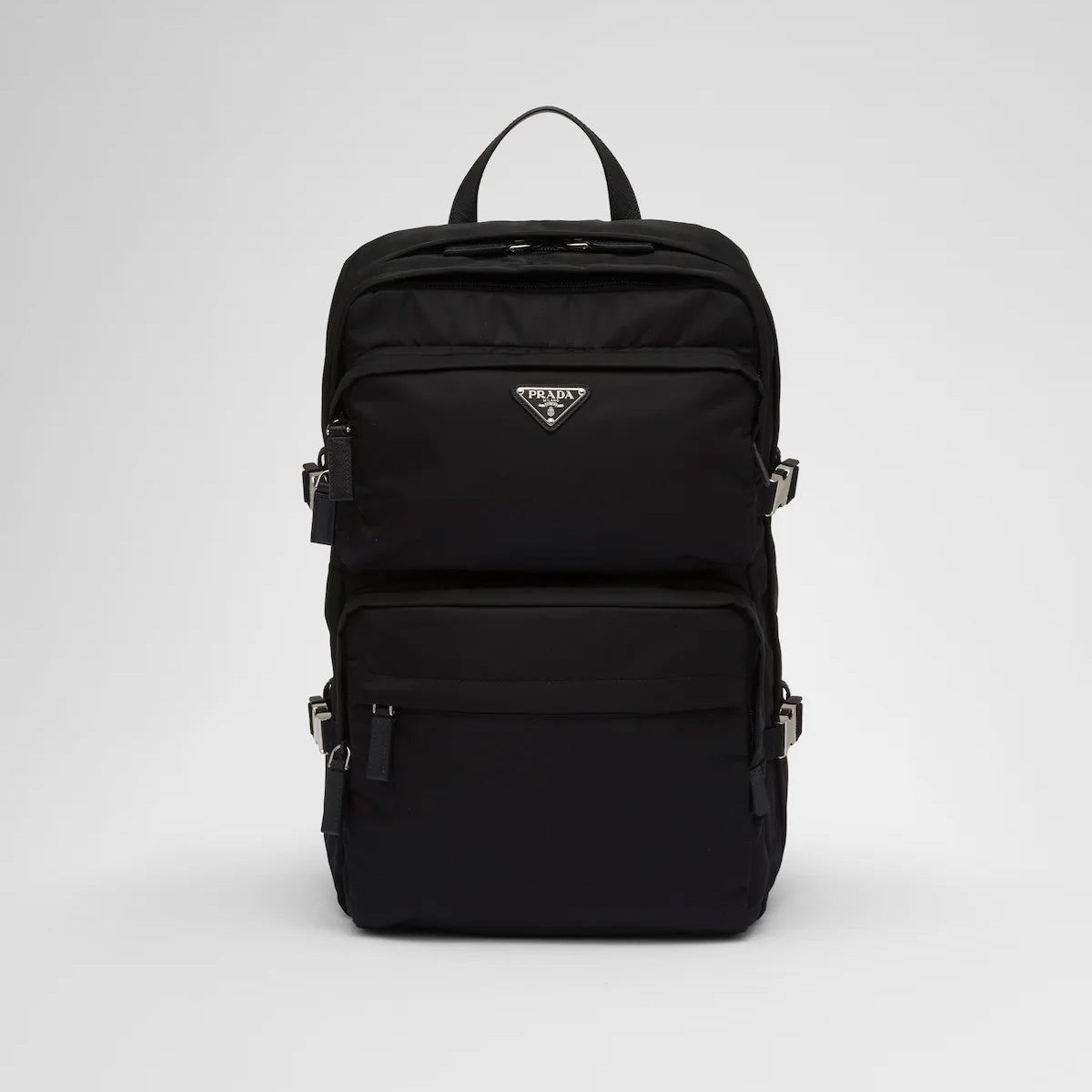 Prada Men's Fashion Black Re-Nylon With Saffiano Leather Backpack Casual Shoulder Bag #71434