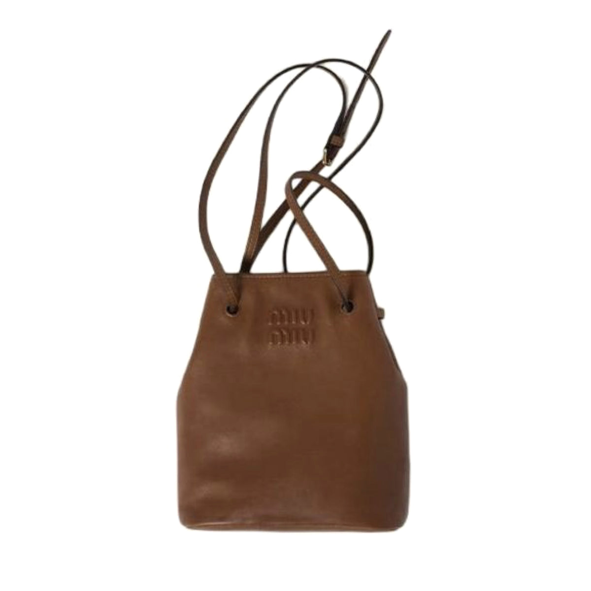 MiuMiu Women's Solid Colour Embossed Letter Logo Adjustable Shoulder Strap Leather Shoulder Crossbody Bag Bags #99467