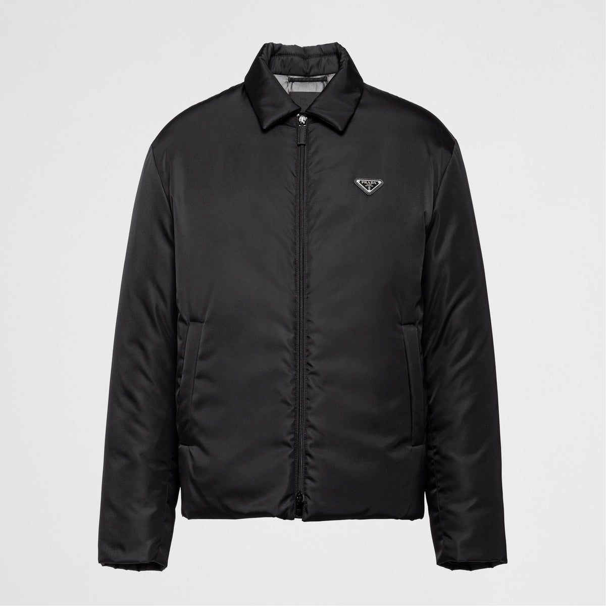 Prada Men's Fall And Winter Black Nylon Waterproof Zipper Puffer Down Long Sleeve Jacket #74697