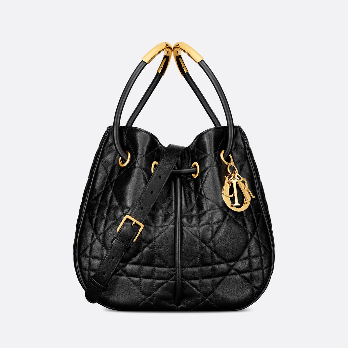Dior Nolita Women's Black Adjustable Removable Shoulder Strap Magnetic Drawstring Closure Lambskin Shoulder Crossbody Handbag Bag Bags #72827