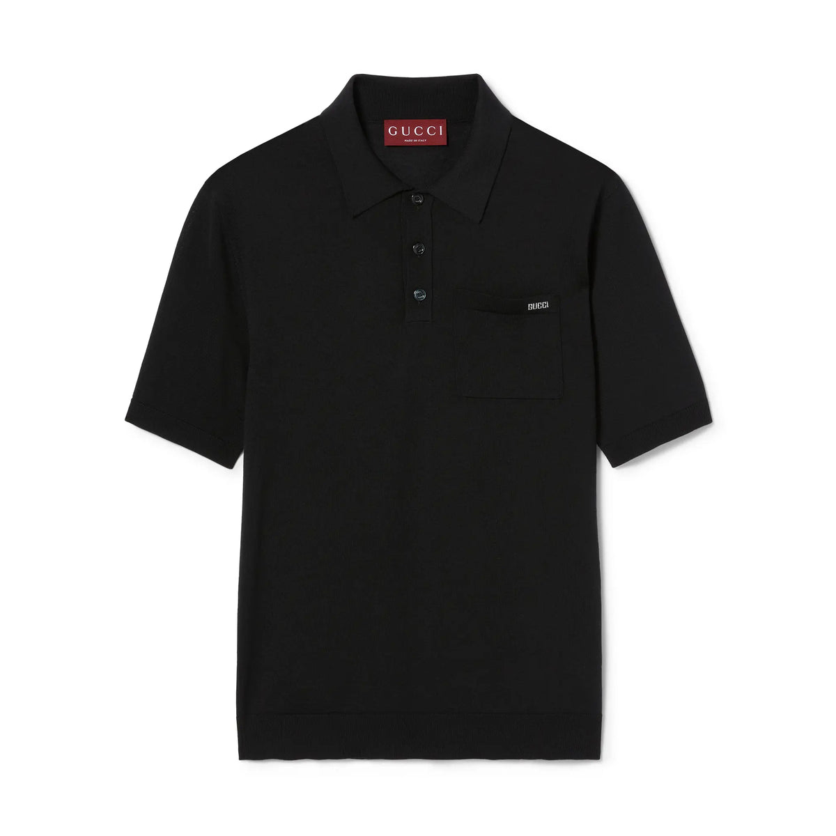 Gucci Men's Summer Letter Jacquard Wool Solid Color Knit Short Sleeve Polo Shirt #75999