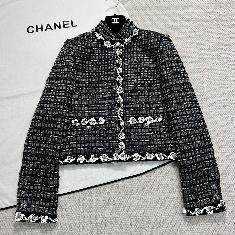Chanel Women's Soft Tweed Sequined Flower Jacket #334955