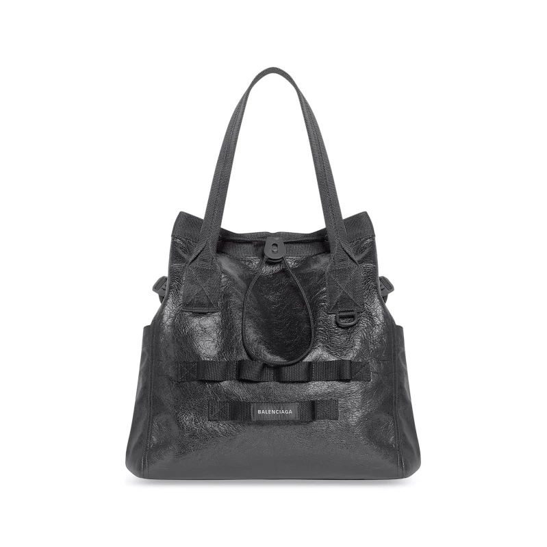 Balenciaga Army Medium Black Fine Grain Sheep Leather Tote Bag Handbag #97318