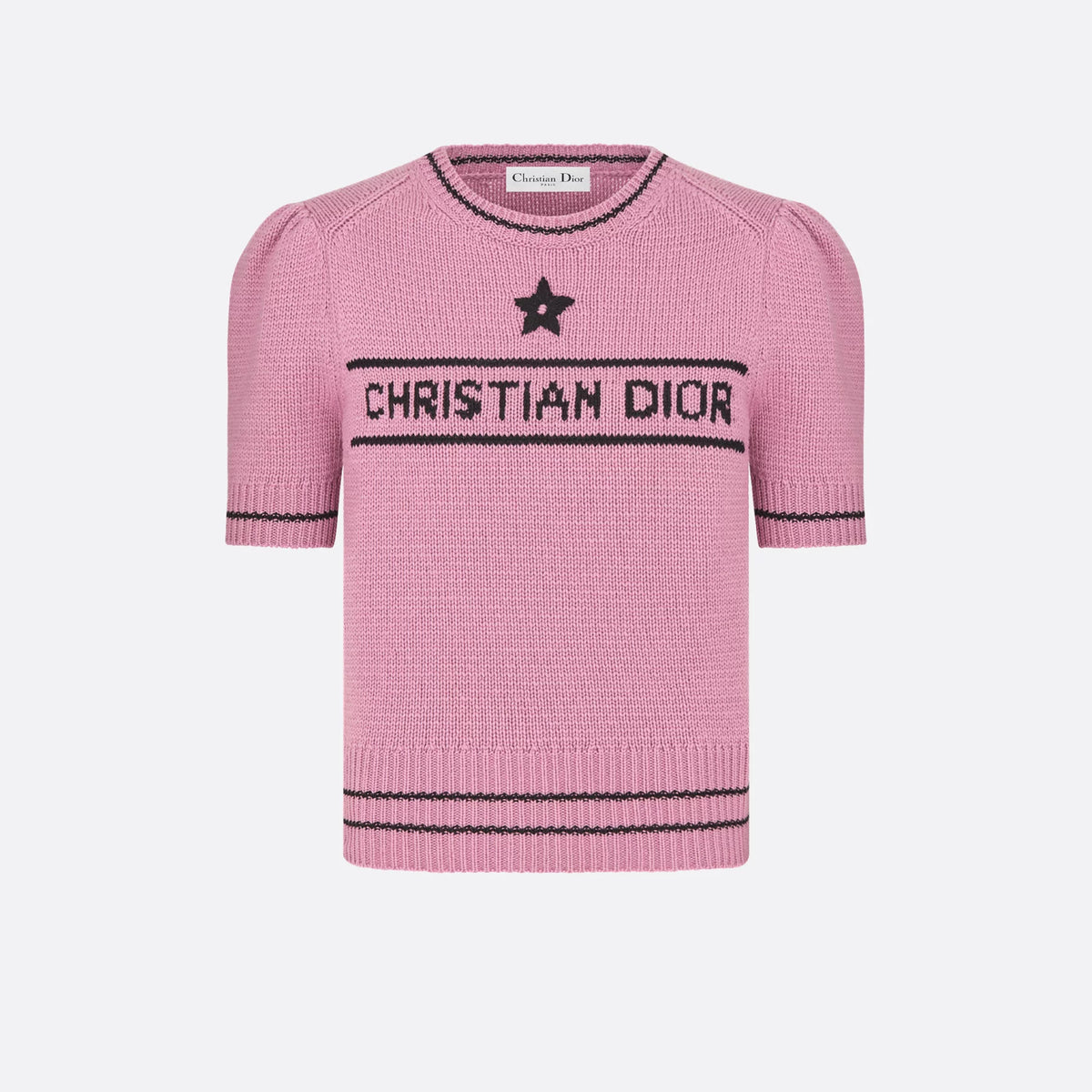 Dior Women's Wool Blend Knit Short Sleeve Top Round Neck Fashion Temperament Short T-Shirt Knitwear #81137