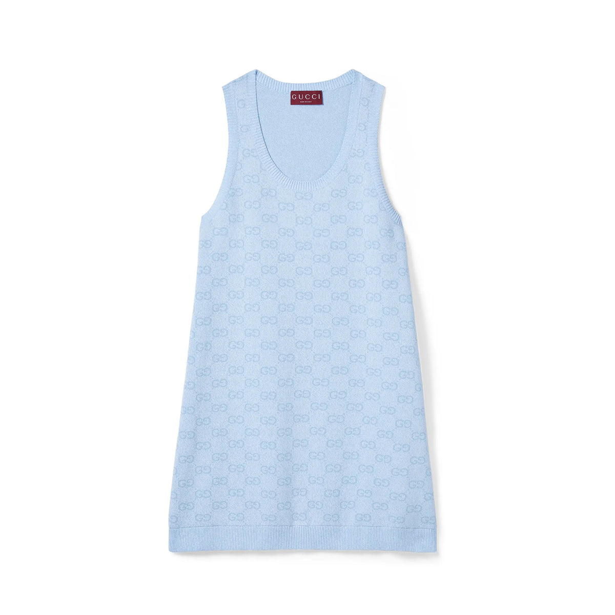 Gucci Women's Summer Logo Print Wool Round Neck Strapless Dress #77429