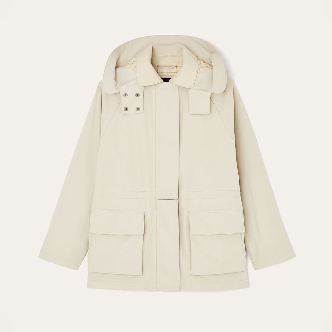 Loro Piana Women's Horsey Mini Parka Solid Color Standing Collar Zipper Cashmere Loose Long Sleeve Hooded Jacket Ngvp #1926