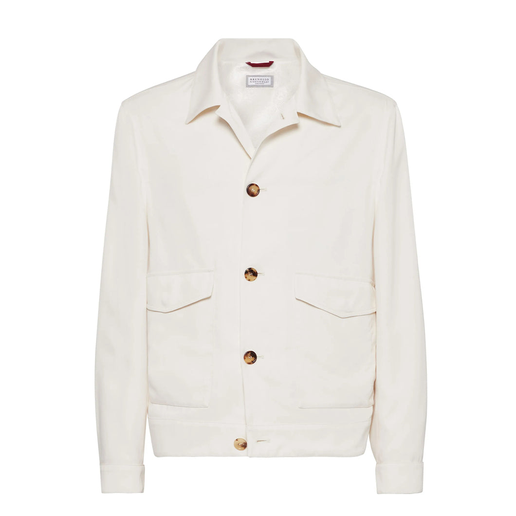 Brunello Cucinelli Men's Spring & Autumn D¨¦lav¨¦ Silk Twill Solid Color Long Sleeve Shirt Style Outerwear Jacket Ngvp #1813