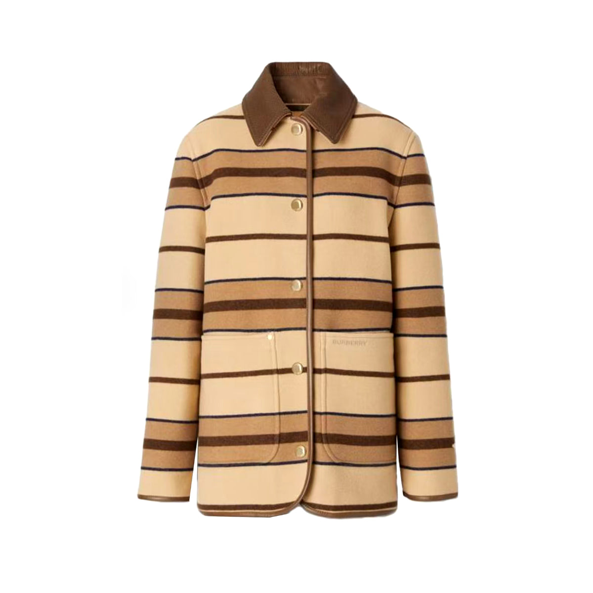 Burberry Women's Fall/Winter Fashion Casual Lapel Single Breasted Striped Long Sleeve Coat Jacket #79147