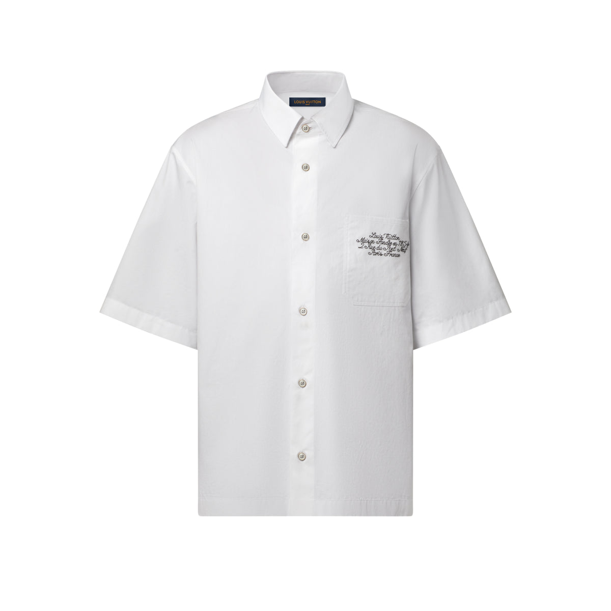 Louis Vuitton Men's Summer Casual Collared Single Breasted Letter Embroidered Short Sleeved Shirt #78427