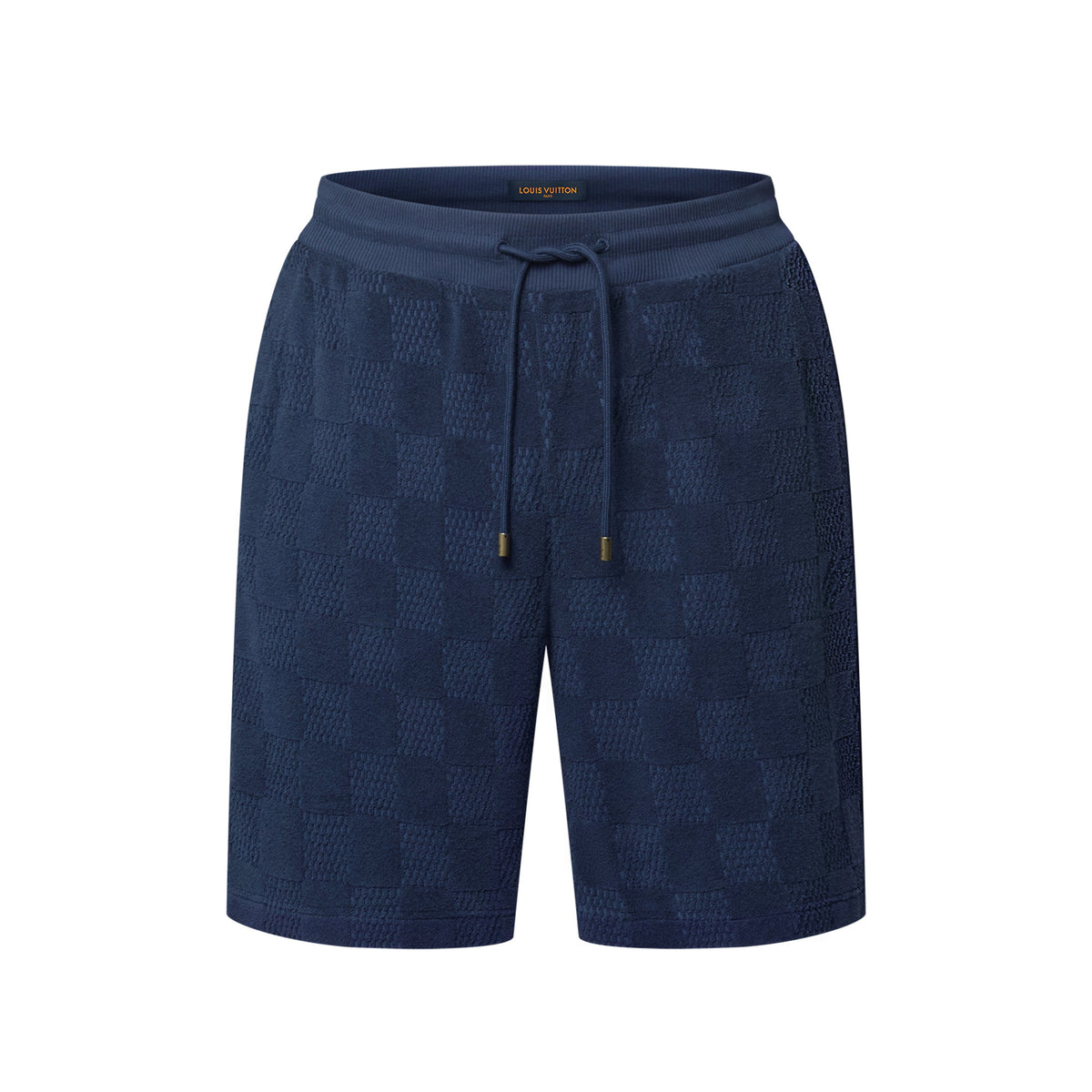 Louis Vuitton Men's Summer Solid Color Checkered Print Cotton Terry Cloth Drawstring Shorts #77876