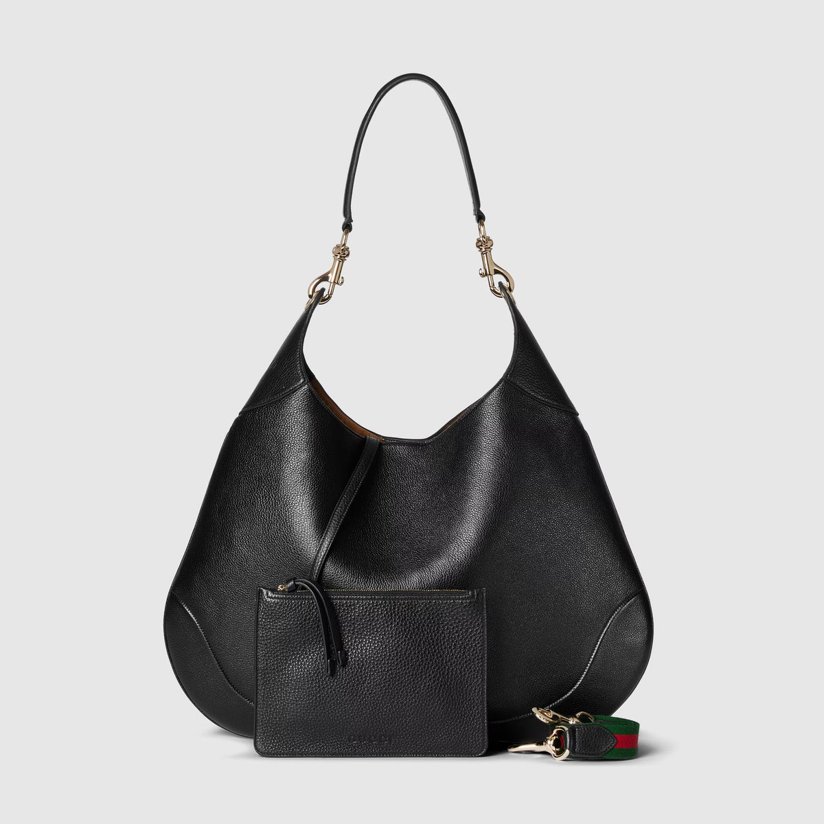 Gucci Women's Solid Color Embossed Logo Magnetic Button Closure Grained Leather Tote Bag Bags #74344