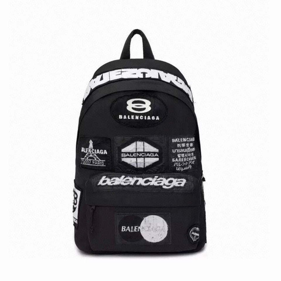Balenciaga Black Nylon Embroidery Applique Backpack Fashion Trend High Street Shoulder Bag Bags #71731