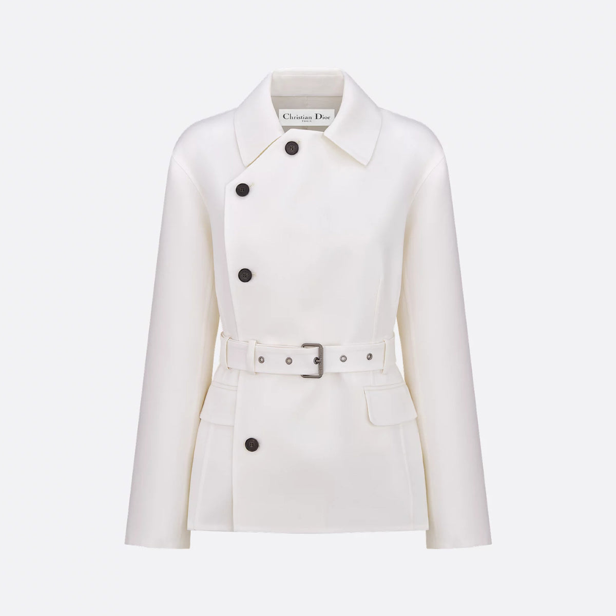 Dior Women's Spring/Autumn Silk-Blend Solid Color Belted Lapel Single-Breasted Slim-Fit Long-Sleeved Blazer Jacket Ngvp #2271