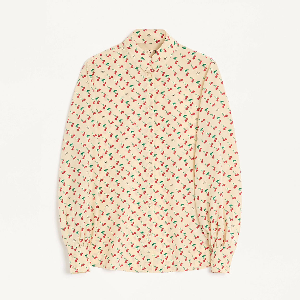 Valentino Women's Summer Cherry Pattern Plain Color Single Breasted Long Sleeved Shirt #77459