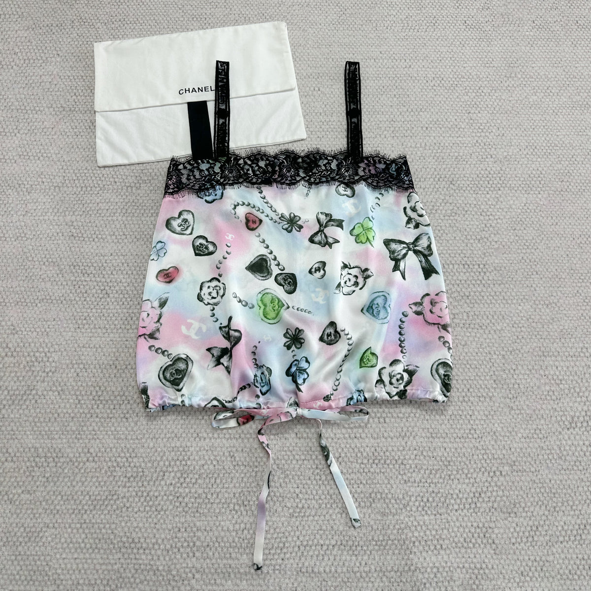 Chanel Women's Summer Fashion Casual Silk Print Patchwork Lace Letter Embroidery Sleeveless Tank Top Vest #78694