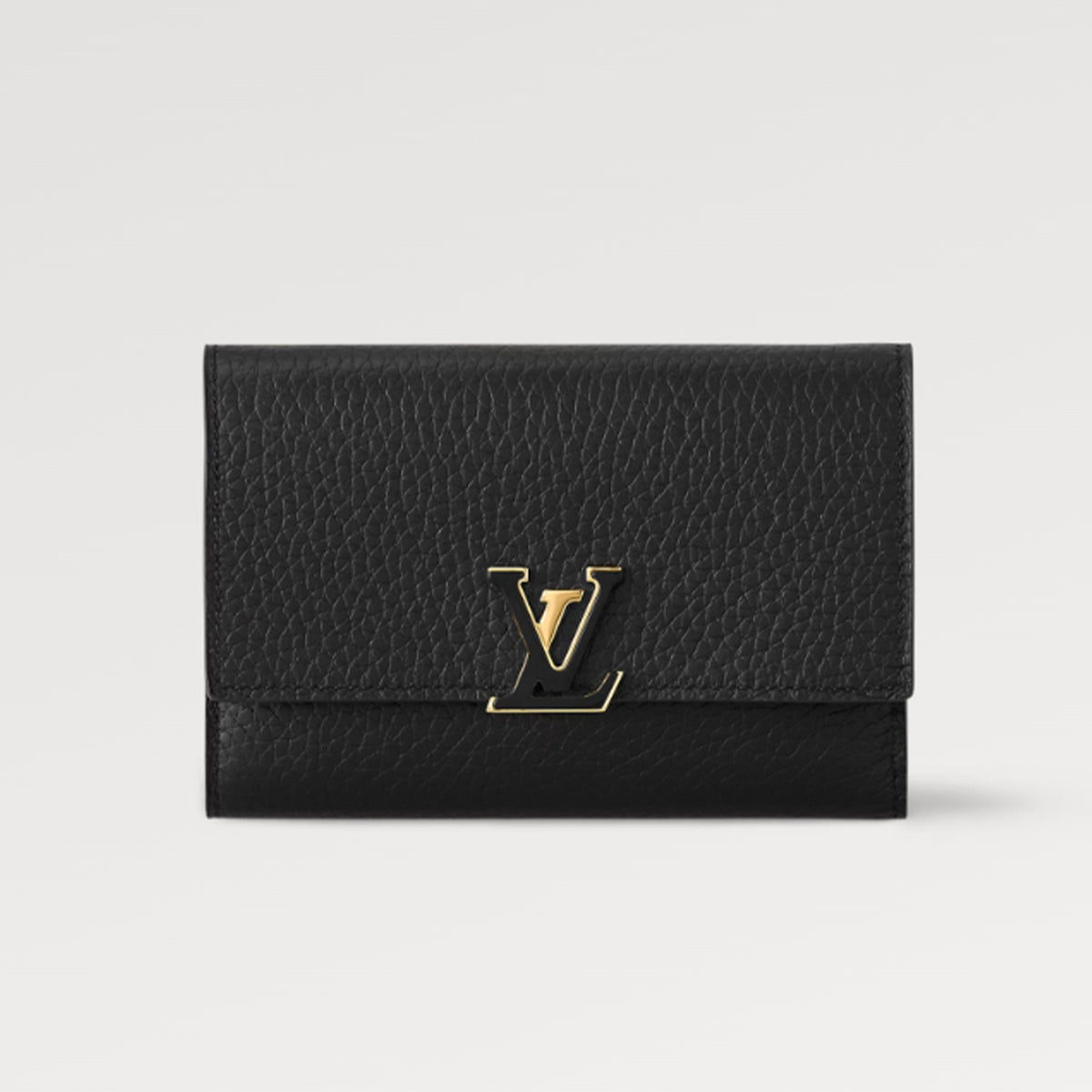 Louis Vuitton Women's Black Folding Snap Capucines Short Leather Money Clip Leisure Bag #98362