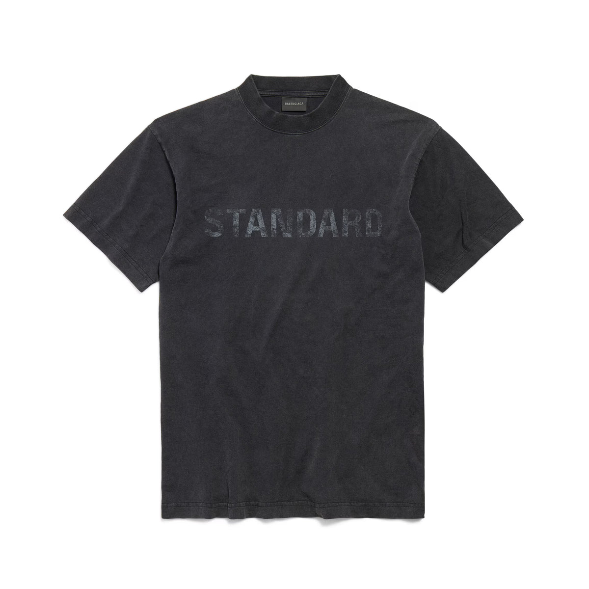 Balenciaga ??Men's Summer Standard Print Black Faded Crew Neck Straight-Cut Knit Short-Sleeve T-shirt Ngvp #2353