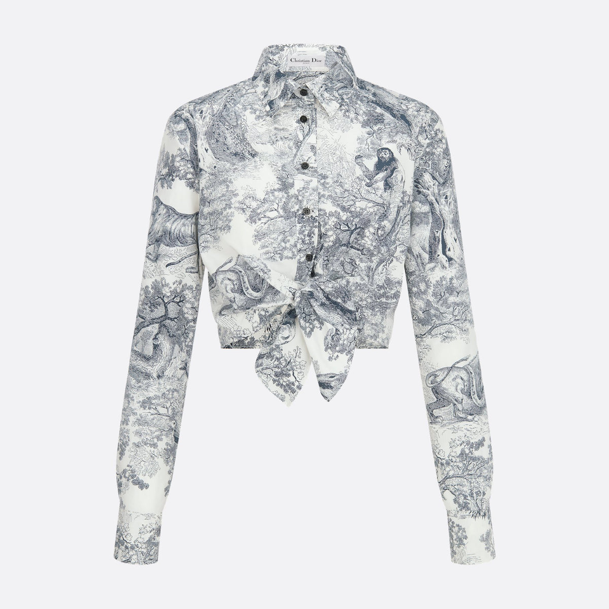 Dior Women's Dioriviera Short Tunic Shirt Spring Summer Lapel Tie Long Sleeve Single Breasted Shirt Fashion Casual Jacket Ngvp #1617